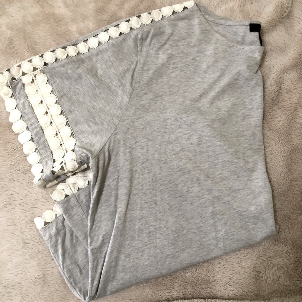 J. Crew heather top with crochet inset